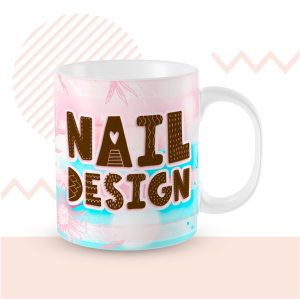 Caneca Personalizada Nail Design Porcelana 96x150mm Branca Sublimação  