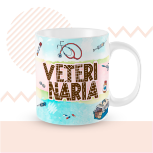 Caneca Personalizada Veterinária Porcelana 96x150mm Branca Sublimação  